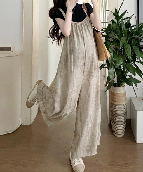 オールインワン サロペット ワンピース夏 ワイドパンツ 体型カバー キャミサロペット 楽ちんオーバーオール お洒落 ガウチョパンツ 韓国風 マタニティウェア 無地 77DL-001